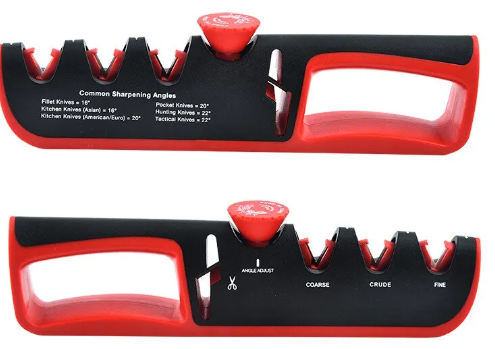 Afilador de cuchillos profesional, herramienta de ángulo ajustable, cinco en uno, Negro, Rojo