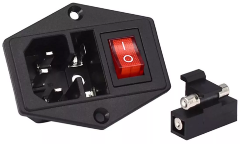 Conector cable de potencia AC IEC320 C14 con interruptor y portafusible