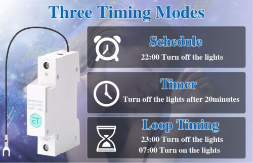 Disyuntor inteligente con WiFi, interruptor de relé con temporizador de riel Din, 63A, 1P, aplicación Ewelink para Smart Home, Alexa y Google Home - Image 3