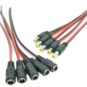 Enchufe macho y hembra de 5,5x2,1mm, Conector de cable pigtail de alimentación de 12V 24V DC para CCTV