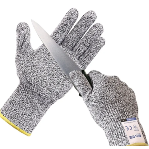 Guantes anti-corte, guantes de seguridad para trabajo, guantes resistentes a cortes, GMG, gris, negro, HPPE EN388 ANSI, anti-corte, Nivel 5
