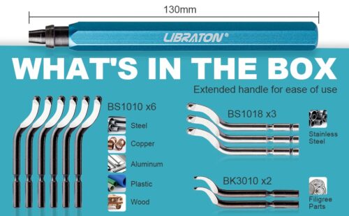 Herramienta de desbarbado con 11 hojas de acero HSS, herramienta de desbarbado de cabeza giratoria de 360 grados para resina, metal, plástico, impresión 3D y madera - Image 4
