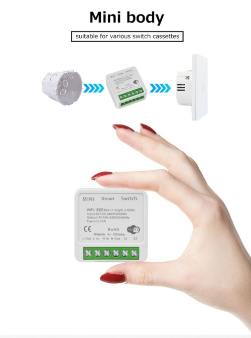 Interruptor inteligente con WiFi para el hogar, minidispositivo de 16A con control bidireccional por voz, compatible con Tuya, Alexa, Yandex, Alice y Smart Life. - Image 3