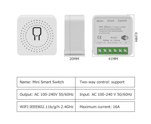 Interruptor inteligente con WiFi para el hogar, minidispositivo de 16A con control bidireccional por voz, compatible con Tuya, Alexa, Yandex, Alice y Smart Life. - Image 9