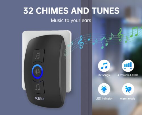 Timbre inalámbrico impermeable para exteriores de color negro, timbre de puerta inteligente para el hogar, Kit de melodías de bienvenida, alarma de seguridad con Flash LED para la casa. - Image 4