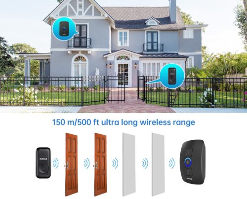 Timbre inalámbrico impermeable para exteriores de color negro, timbre de puerta inteligente para el hogar, Kit de melodías de bienvenida, alarma de seguridad con Flash LED para la casa. - Image 8