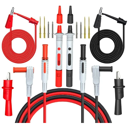 Kit de cables de prueba P1308B de 18 piezas, conector banana de 4mm para multímetro e instrumentos de laboratorio.