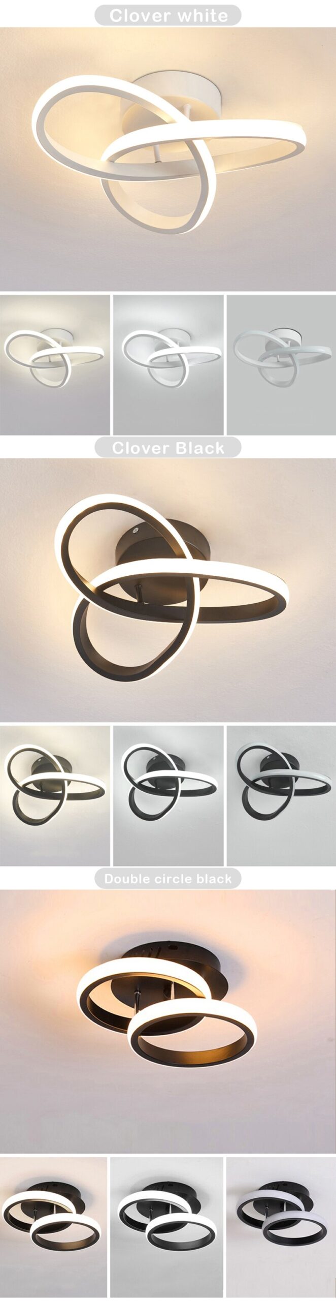 Lámpara LED de trébol estilo moderno. Luz regulable. Decorativa para hogar.