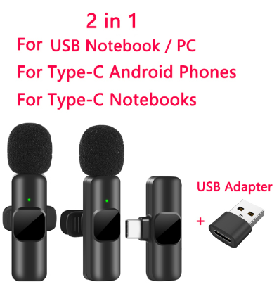 Micrófono doble tipo periodista Lavalier inalámbrico portátil para Android, transmisión en vivo, videojuegos, teléfono y computadora - Image 2