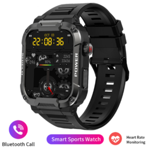 Reloj inteligente militar para hombre MELANDA color Negro. Accesorio de pulsera resistente al agua Ip68 con Bluetooth, llamadas, compatible con Xiaomi, Android e IOS, 1,85