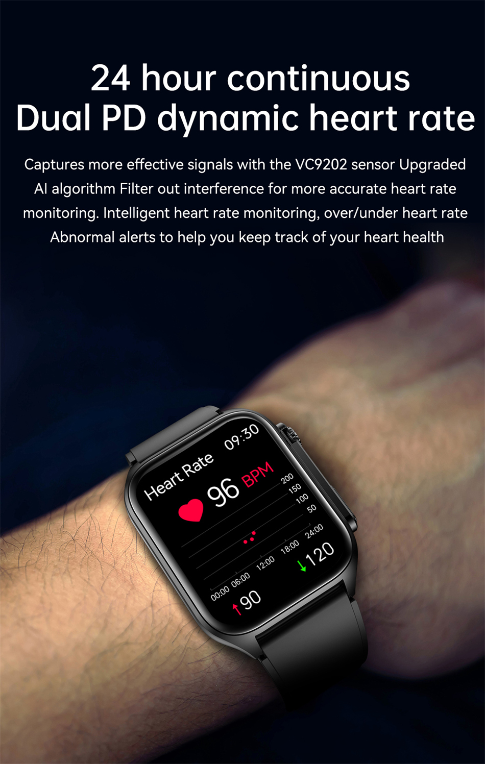 Reloj inteligente deportivo para hombre, pulsera de acero, control de azúcar en sangre, control del ritmo cardíaco, control de sueño, control de oximetría, control de presión arterial, termómetro corporal,  Bluetooth, llamadas. - Image 3