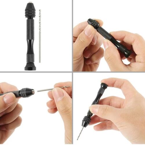 Taladro de mano de aluminio micro con llave Chuck HSS Broca giratoria de acero para carpintería, manualidades y proyectos. - Image 2