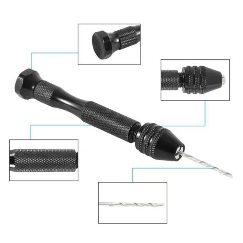 Taladro de mano de aluminio micro con llave Chuck HSS Broca giratoria de acero para carpintería, manualidades y proyectos.