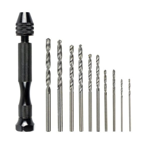 Taladro de mano de aluminio micro con llave Chuck HSS Broca giratoria de acero para carpintería, manualidades y proyectos. - Image 3