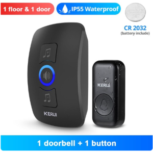 Timbre inalámbrico impermeable para exteriores de color negro, timbre de puerta inteligente para el hogar, Kit de melodías de bienvenida, alarma de seguridad con Flash LED para la casa.