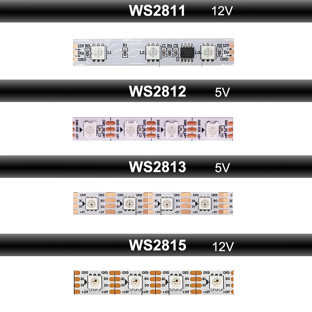 Cinta de luces LED RGB direccionable individualmente, cinta de luz 60 IP67 DC12V, WS2815 - Image 2