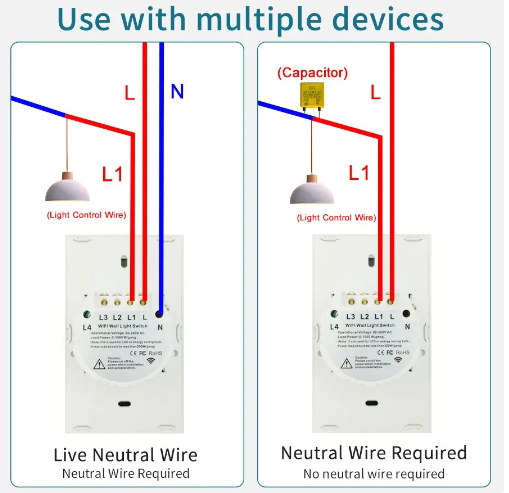Tuya WiFi US Smart Light Switch 120 tipo panel táctil de pared. Compatible con Alexa Google Home - Image 3