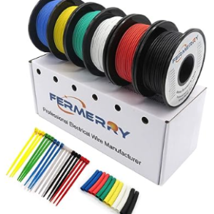 Cable trenzado de silicona Bermerry. Cobre estañado  6 bobinas de 6 colores, 10 pies cada uno, 24AWG