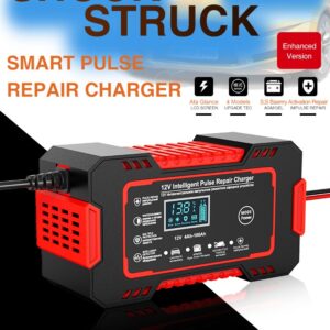 Cargador de batería de automóvil de 12V, 6A, reparación de pulso, pantalla LCD, carga rápida inteligente, AGM, GEL de ciclo profundo, cargador de plomo-ácido