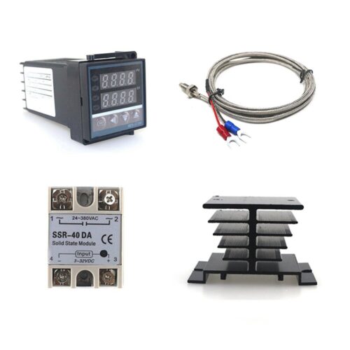 Controlador Digital de temperatura PID REX-C100, termostato de salida SSR 40DA con disipador de calor de sonda termopar K