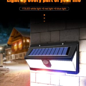 Lámpara solar de pared de 190 leds para iluminación de exteriores y/o jardín con sensor de movimiento. impermeable IP65, 4 modos de funcionamiento.