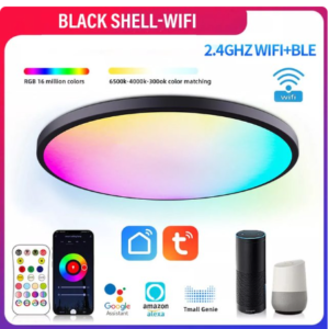 Lámpara de techo redonda LED inteligente WIFI RGB Tuya APP regulable compatible con Alexa Google Assistant para dormitorio