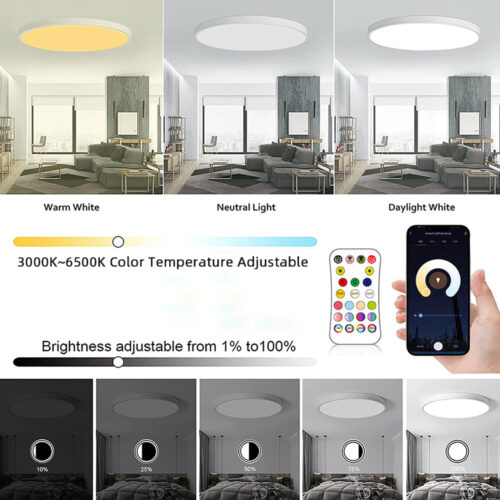 Lámpara de techo redonda LED inteligente WIFI RGB Tuya APP regulable compatible con Alexa Google Assistant para dormitorio - Image 6