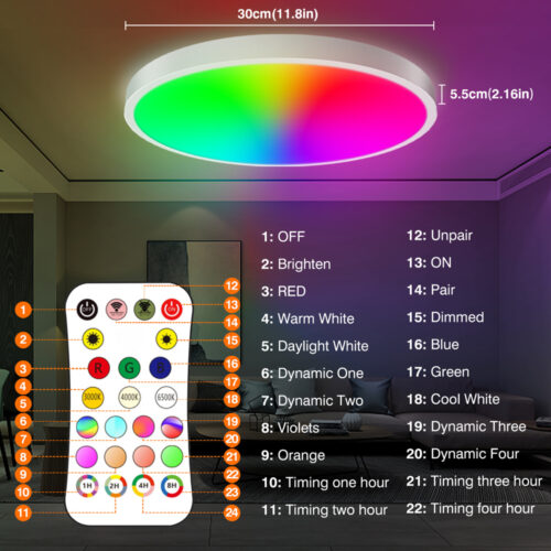 Lámpara de techo redonda LED inteligente WIFI RGB Tuya APP regulable compatible con Alexa Google Assistant para dormitorio - Image 5