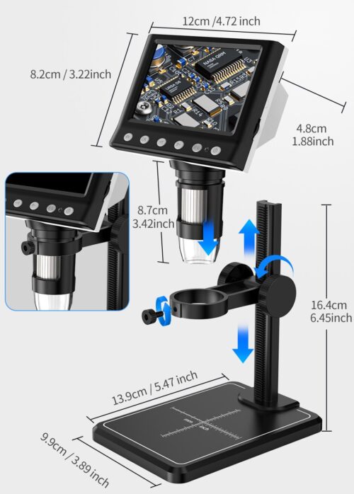 Microscopio Digital LCD de 4,3 pulgadas para niños, microscopio de numismática 40-1000X , USB, 8 LED - Image 5
