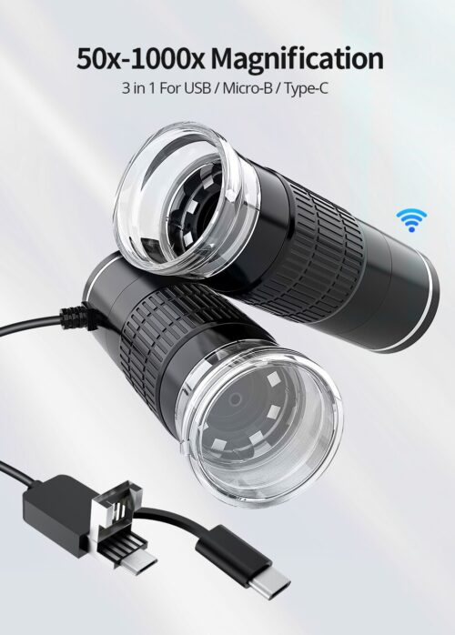 Microscopio digital inalámbrico WIFI con soporte Flexible, microscopio portátil de mano con aumento de 50X-1000X, USB, para iPhone, Android y PC. - Image 2