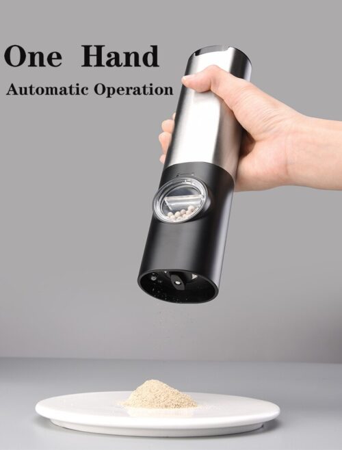 Molino doble para pimienta, especias y sal, eléctrico recargable por USB con luz LED - Image 6