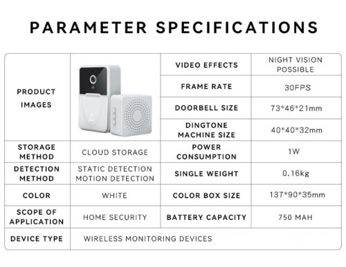 Timbre inalámbrico para exteriores, cámara HD de seguridad con visión nocturna, intercomunicador de video, cambio de voz para monitor del hogar por teléfono. - Image 10