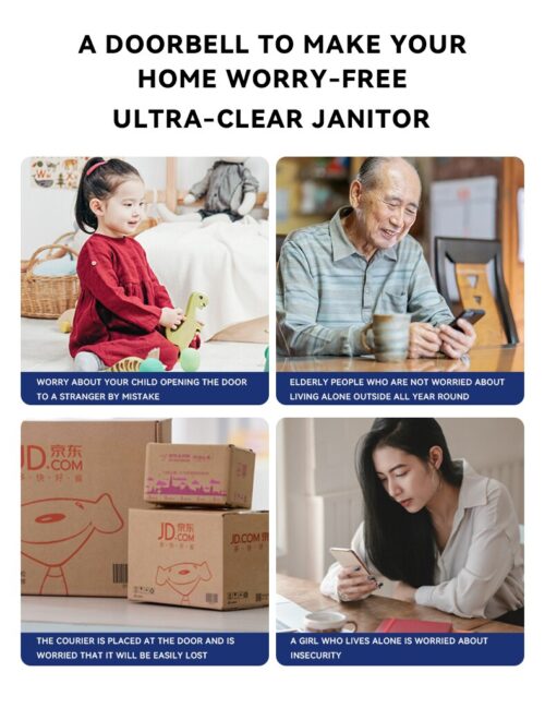 Timbre inalámbrico para exteriores, cámara HD de seguridad con visión nocturna, intercomunicador de video, cambio de voz para monitor del hogar por teléfono. - Image 2