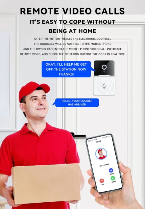 Timbre inalámbrico para exteriores, cámara HD de seguridad con visión nocturna, intercomunicador de video, cambio de voz para monitor del hogar por teléfono. - Image 4