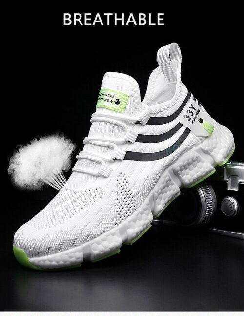 Zapatillas deportivas de malla transpirables para hombre de color blanco talla 43.