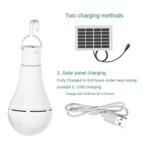 Bombilla LED de 7W con panel solar para exteriores, luz colgante portátil impermeable para jardín, senderismo, pesca, luces de emergencia.