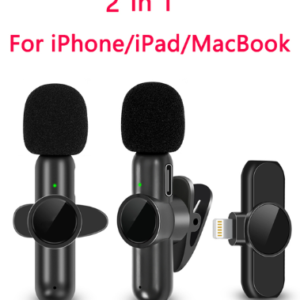Micrófono doble tipo periodista Lavalier inalámbrico portátil para IPHONE, transmisión en vivo, videojuegos, teléfono y computadora