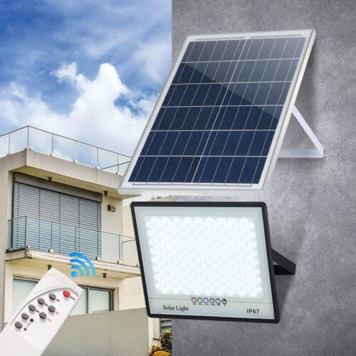 Reflector lámpara solar impermeable de 300 W para exteriores de 200 LEDS. Reflector de luz solar con sensor de movimiento y control remoto de 3 modos.  - Image 9
