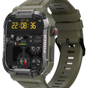 Reloj inteligente militar para hombre MELANDA color Verde Militar. Accesorio de pulsera resistente al agua Ip68 con Bluetooth, llamadas, compatible con Xiaomi, Android e IOS, 1,85