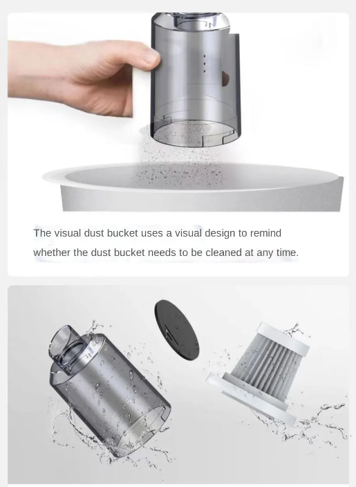 Aspiradora portátil de alta potencia para coche y uso doméstico de carga por puerto USB tipo "C" - Image 4