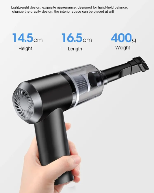 Aspiradora portátil de alta potencia para coche y uso doméstico de carga por puerto USB tipo "C" - Image 5